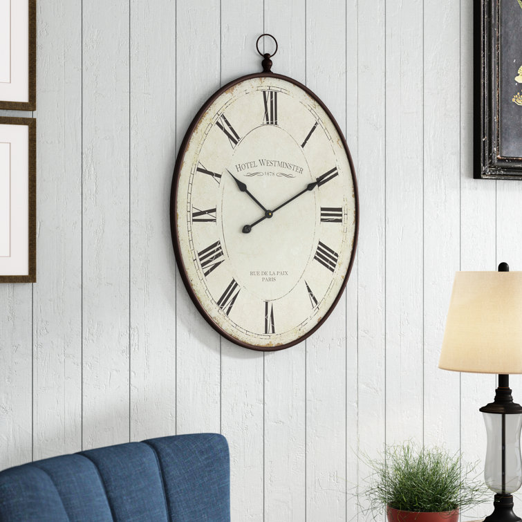 Charlton Home® Ines Metal Oval Farmhouse Wall Clock & Reviews Wayfair